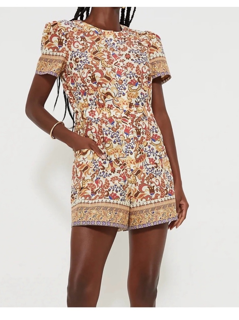 Tuckernuck Sundrenched Porto Jessa Romper  Printed Romper Multi Floral S